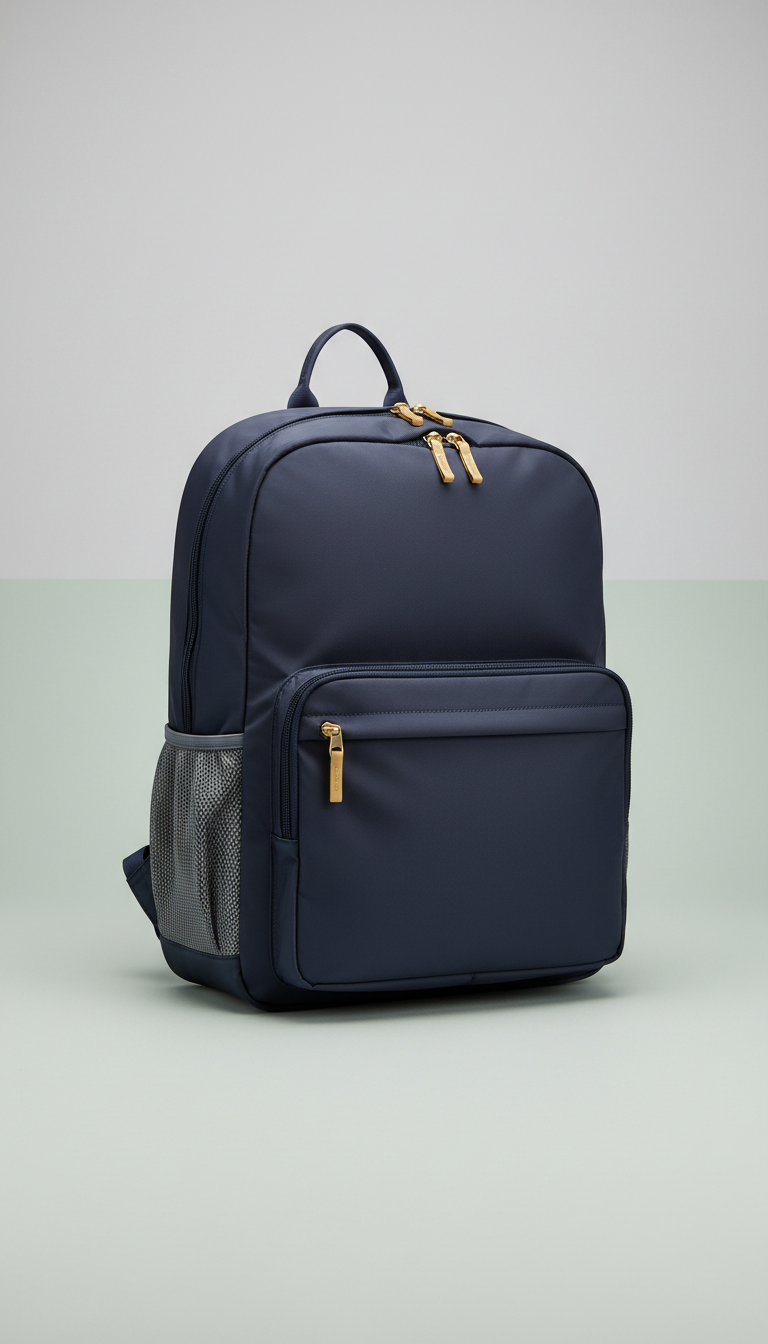 Midnight Navy Nylon Laptop Backpack